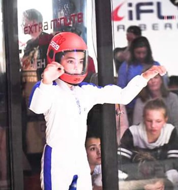 Kid geared up at iFLY