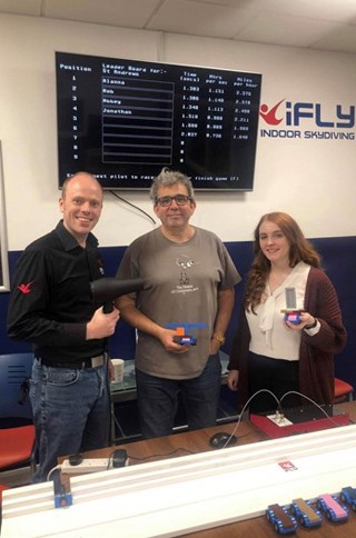 Three people at iFLY - indoor skydiving