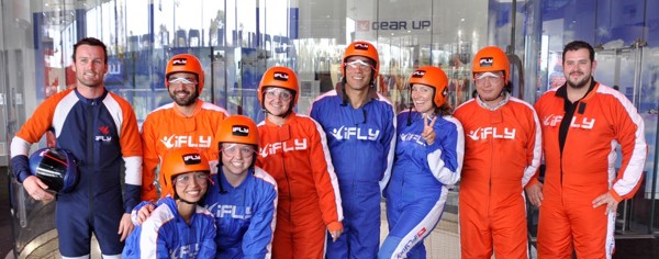 Group photo at iFLY 3 - indoor skydiving UK