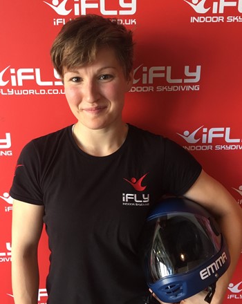 Woman smiling and ready to fly at iFLY