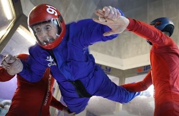Elderly person flying at iFLY 2