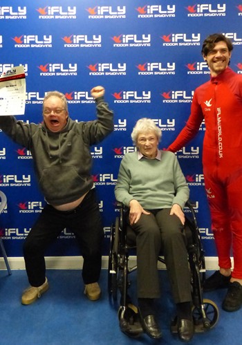 Elderly people happy at iFLY